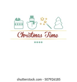 Christmas greeting card template also can used for flyers, booklets, leaflets, ads with mint christmas and new year celebration icons such as present, snowman, magic wand, new year tree
