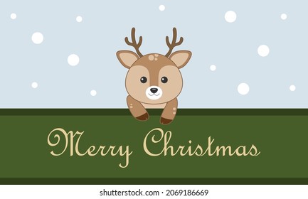 Christmas greeting card template. Deer or fawn