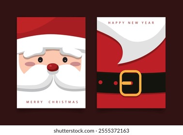 Christmas greeting card template with Santa Claus. Vector illustration.