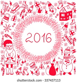 Christmas greeting card template, vector Merry Christmas.