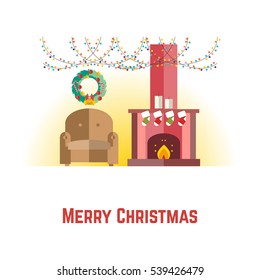 Christmas greeting card template.  Vector illustration.