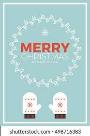 Christmas greeting card template in vintage minimal style