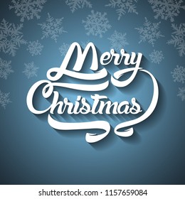 Christmas greeting card text. Merry Christmas lettering, vector illustration.