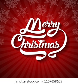 Christmas greeting card text. Merry Christmas lettering, vector illustration.