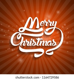 Christmas greeting card text. Merry Christmas lettering, vector illustration.
