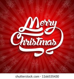Christmas greeting card text. Merry Christmas lettering, vector illustration.