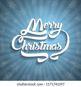 Christmas greeting card text. Merry Christmas lettering, vector illustration.