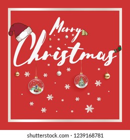 Christmas Greeting Card Text. Typographical Background With Christmas Elements. Vector Illustration.