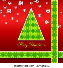 Christmas greeting card with christmas tree