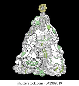 Christmas greeting card with Christmas tree