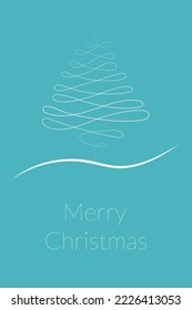 Christmas greeting card with tree. Cute illustration in flat style