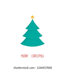 Christmas greeting card. Christmas tree, vector simple design.