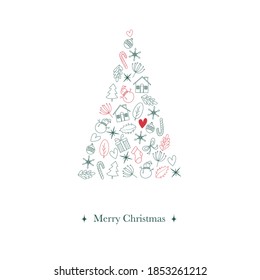 Vector de árbol de navidad de tarjeta de saludo de Navidad