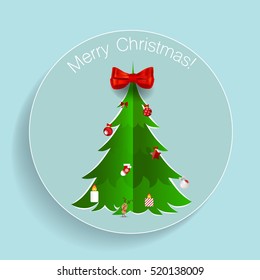 Christmas Greeting Card with Christmas tree. Vector illustration