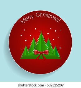 Christmas Greeting Card with Christmas tree. Vector illustration