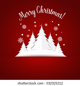 Christmas Greeting Card with Christmas tree. Vector illustration.