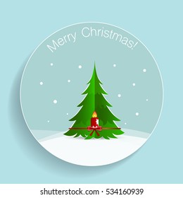 Christmas Greeting Card with Christmas tree. Vector illustration.