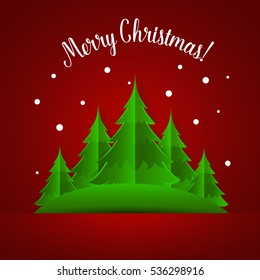 Christmas Greeting Card with Christmas tree. Vector illustration.