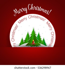 Christmas Greeting Card with Christmas tree. Vector illustration.