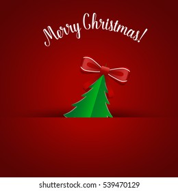 Christmas Greeting Card with Christmas tree. Vector illustration.