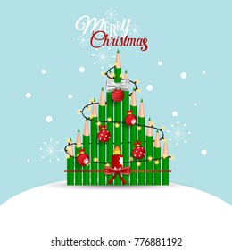 Weihnachtsgrußkarte mit Weihnachtsbaum. Vektorgrafik.