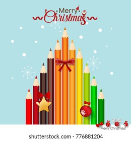 Tarjeta de felicitación de Navidad con árbol de Navidad. Ilustración vectorial.