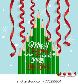 Tarjeta de felicitación de Navidad con árbol de Navidad. Ilustración del vector