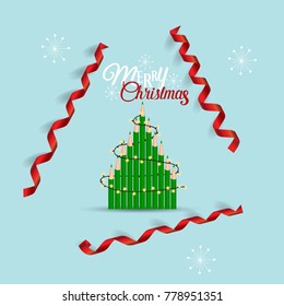 Christmas Greeting Card with Christmas tree. Vector illustration.