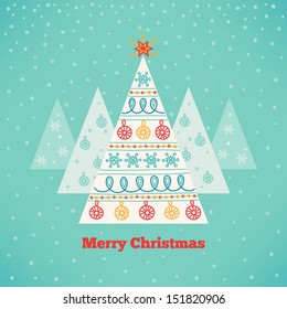 Christmas greeting card with trees