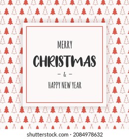 Christmas greeting card with trees. Xmas design. Vector