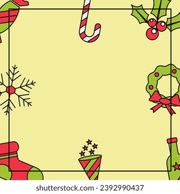 Christmas greeting card with various elements icon free copy space area. design template for social media, flyer, banner, web, poster.