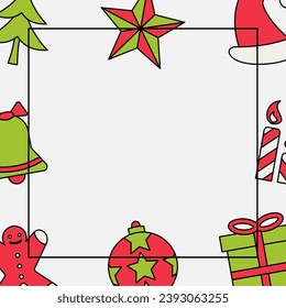 Christmas greeting card with various elements icon free copy space area. design template for social media, flyer, banner, web, poster.