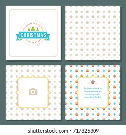 Christmas greeting card vector design and pattern background, with place for Merry Christmas holidays wish and family photo.