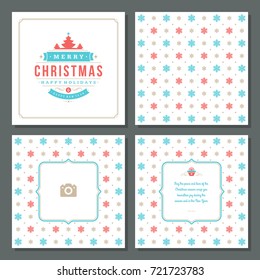 Christmas greeting card vector design and pattern background, with place for Merry Christmas holidays wish and family photo.