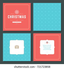 Christmas greeting card vector design and pattern background, with place for Merry Christmas holidays wish and family photo.