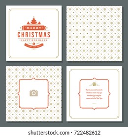 Christmas greeting card vector design and pattern background, with place for Merry Christmas holidays wish and family photo.