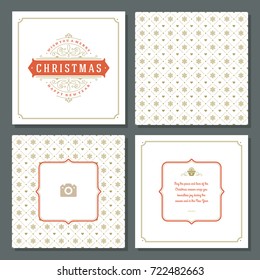 Christmas greeting card vector design and pattern background, with place for Merry Christmas holidays wish and family photo.