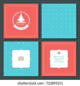 Christmas greeting card vector design and pattern background, with place for Merry Christmas holidays wish and family photo.