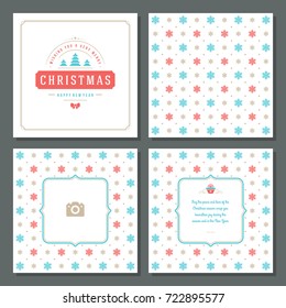 Christmas greeting card vector design and pattern background, with place for Merry Christmas holidays wish and family photo.