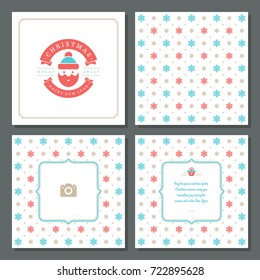 Christmas greeting card vector design and pattern background, with place for Merry Christmas holidays wish and family photo.