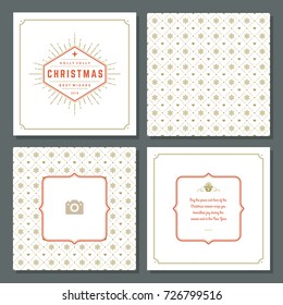 Christmas greeting card vector design and pattern background, with place for Merry Christmas holidays wish and family photo.