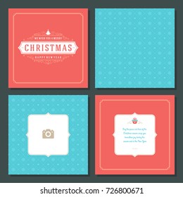 Christmas greeting card vector design and pattern background, with place for Merry Christmas holidays wish and family photo.