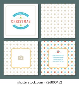 Christmas greeting card vector design and pattern background, with place for Merry Christmas holidays wish and family photo.