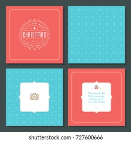 Christmas greeting card vector design and pattern background, with place for Merry Christmas holidays wish and family photo.