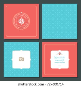 Christmas greeting card vector design and pattern background, with place for Merry Christmas holidays wish and family photo.
