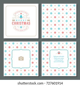 Christmas greeting card vector design and pattern background, with place for Merry Christmas holidays wish and family photo.