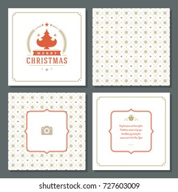 Christmas greeting card vector design and pattern background, with place for Merry Christmas holidays wish and family photo.