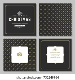 Christmas greeting card vector design and pattern background, with place for Merry Christmas holidays wish and family photo.