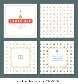 Christmas greeting card vector design and pattern background, with place for Merry Christmas holidays wish and family photo.