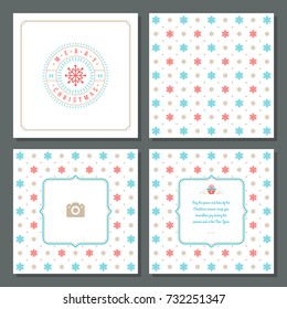 Christmas greeting card vector design and pattern background, with place for Merry Christmas holidays wish and family photo.